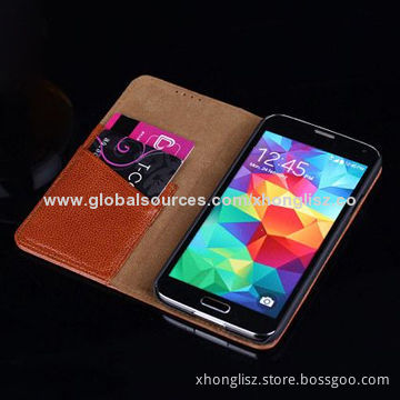 Card Holder Style PU Leather Phone Case for Samsung Galaxy S5, Good Quality and Nice Texture